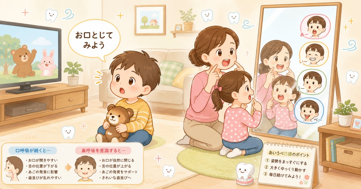 口呼吸で歯並びが変わる?原因と親子で試せる簡単トレーニング