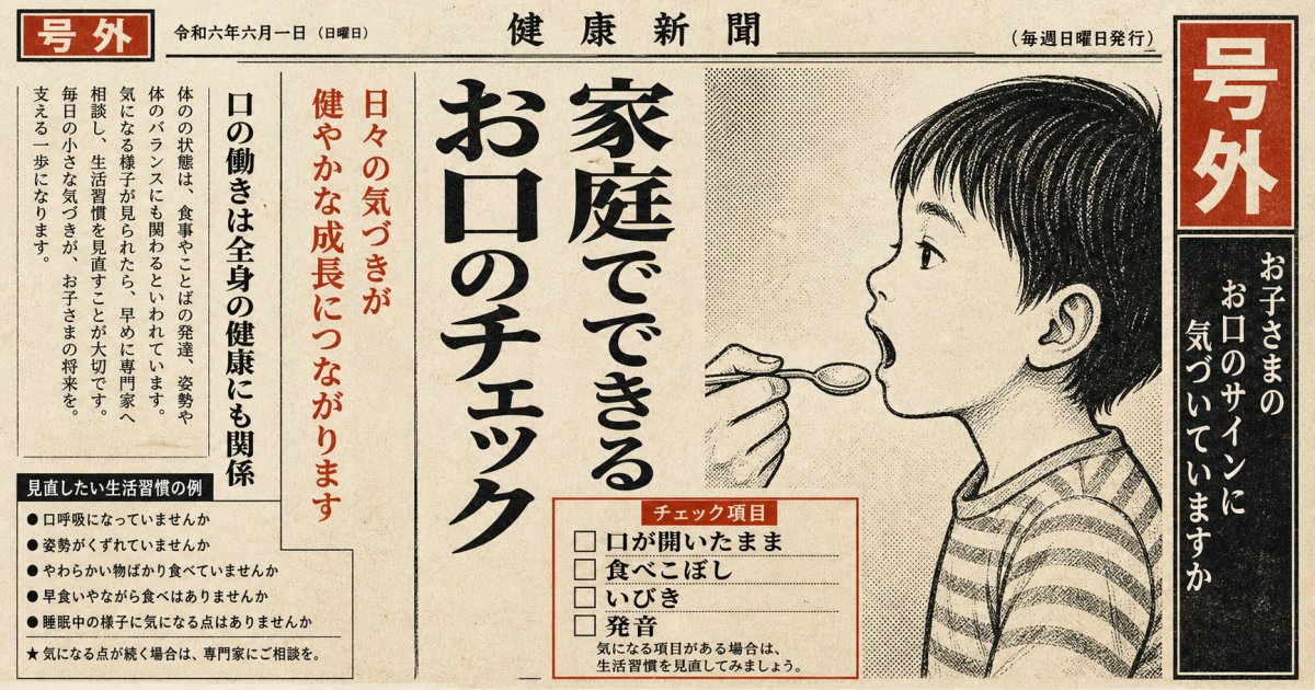 家庭でできる口腔機能発達不全症のセルフチェック項目